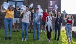 Sixth form students celebrating A Level results success