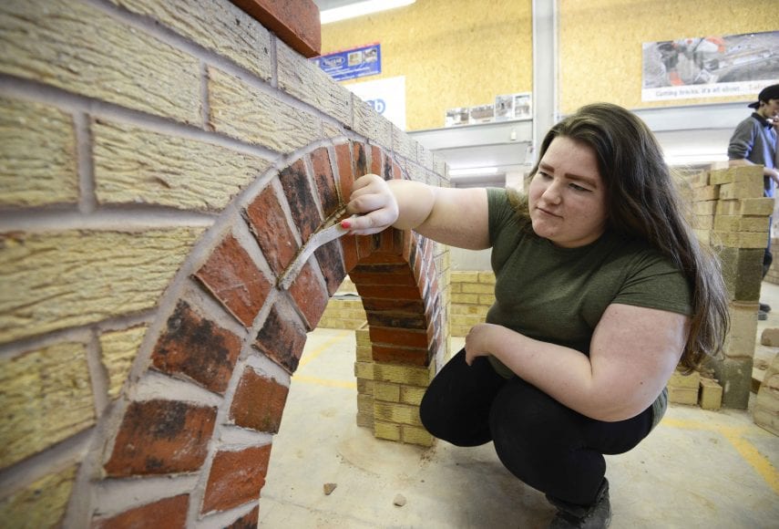 Furness College student on the brickwork course